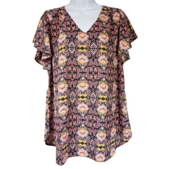 LOFT Tops - Loft Womens Short Sleeve Floral Maternity V-neck Shirt Blouse Flowy Size XS